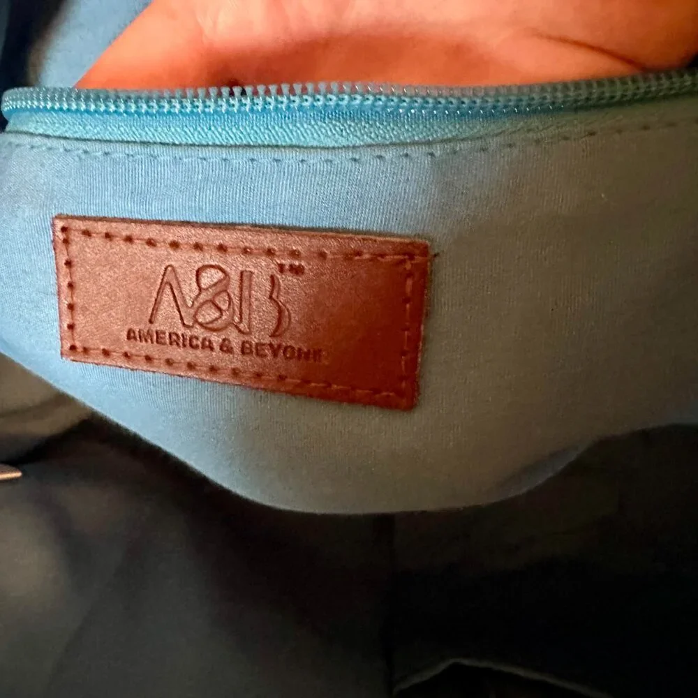 America & Beyond Canvas Tote Bag Pom Poms Bucket Style Purse Beach Boho - Picture 7 of 7